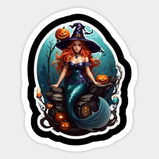 Halloween Mermaid Wizard Sticker